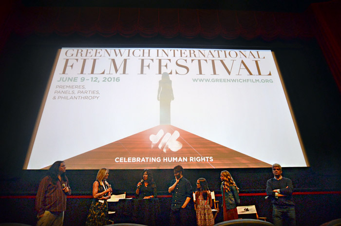 Some cast members as well as the director and writer at a Q&A after the screening.