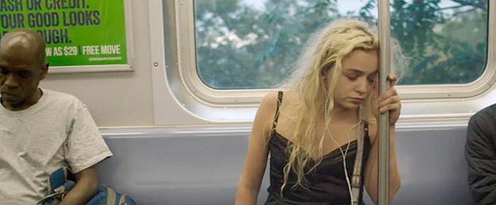 After a night of hard partying, Leah nods off on a Brooklyn-bound train.